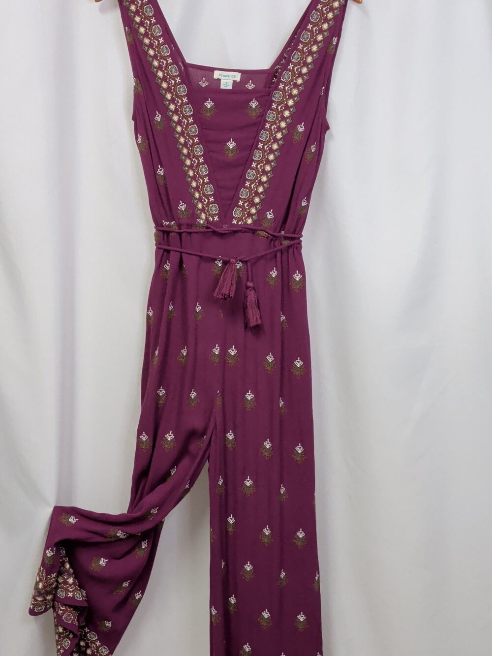 Sundance magenta and cream sleeveless boho jumper Size Small